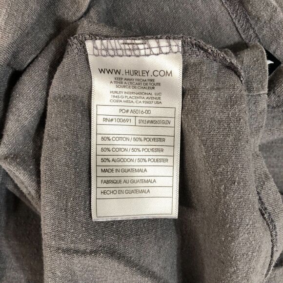 Hurley Shirt Mens Large Gray Solid Preppy Dad Golf Polo Normcore Pocket Logo - Picture 6 of 9